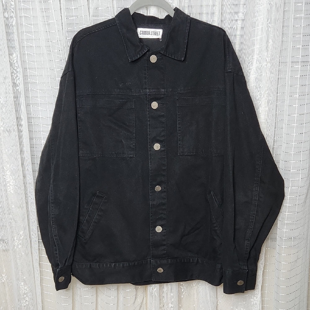 Black Stretch Denim Chore Jacket for Men SzXL